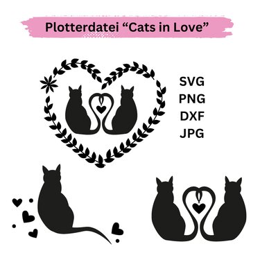 Plotterdatei "Cats in Love", perfekt für Valentinstag & Hochzeiten - Plotting