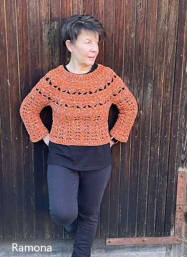 Häkelanleitung Rundpassenpullover CORNFLOWER | nahtlos von oben