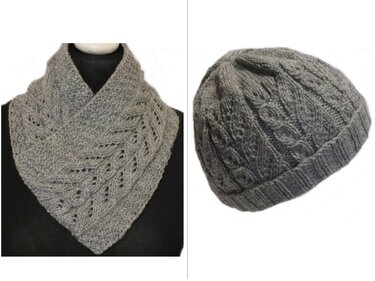 2 Strickanleitungen Set Schalkragen und Mütze