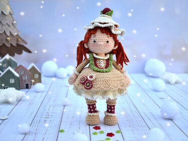 Häkelmuster Puppe - Tastee das Lebkuchenmädchen - Weihnachtskugel-Serie - Häkeln