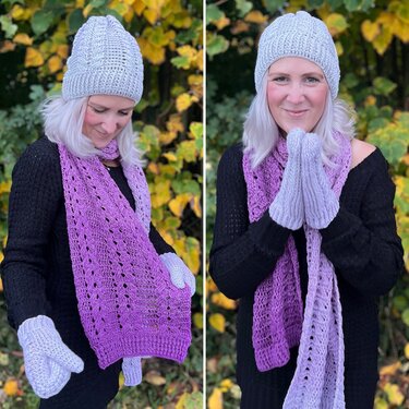 Häkelanleitungen Mütze, Schal, Handschuhe "Rapunzel"