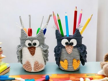 Owl Pen/Needle Container - Crochet Pattern