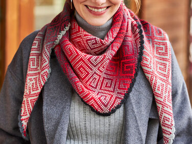 TUCH GRAU-ROTE GEOMETRIE - Stricken