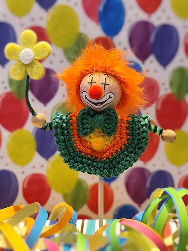 Clown und Pierrot Tischdeko Partypicker verschiedene Varianten Fasching - Häkeln