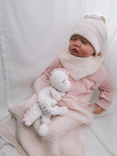 Häkelanleitung für einen kleinen Dino als Schmusetuch