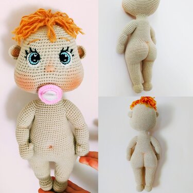 Lulu Doll crochet pattern, Basic Doll body pattern, Amigurumi baby doll