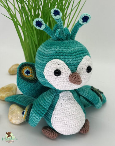 Kuschel Pfau, mini - Häkelanleitung