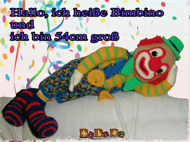 der Clown Bimbino, die Kuschel Puppe für Fasching - gehäkelt von Dadade - Häkeln