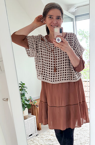 Top, Mesh Shirt, Summer Sweater "Square Dance" - Crochet Pattern