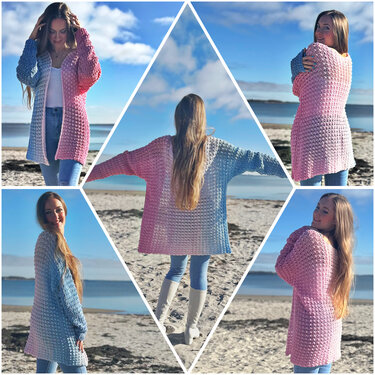 1-Bobbel-Arm-zu-Arm-Wende-Häkeljacke "Boy or Girl"
