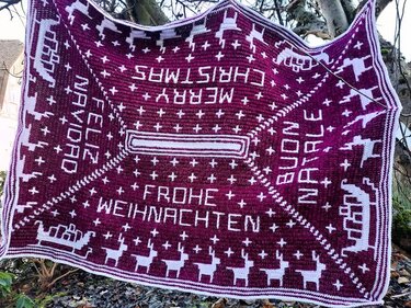 Anleitung Weihnachtsdecke mit Tutorial Overlay-Häkeltechnik - Häkeln