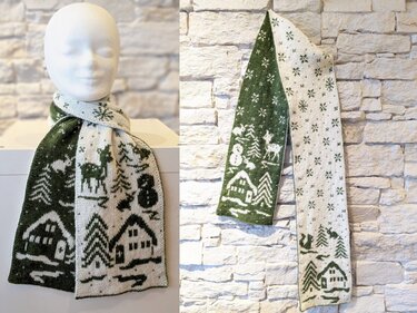 Scarf "Winter Fairy Tale" - Double knitting pattern