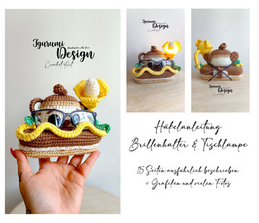 Häkelanleitung Brillenhalter mit Tischlampe Monkey