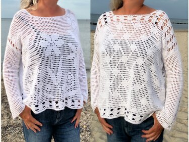 Pullis im Filetstyle - Bauchwegschummler Nr.4 - 2 Häkelanleitungen