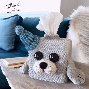 Sparset Taschentuchboxen Alpaka und Robbe mit Tasche, Häkelanleitungen