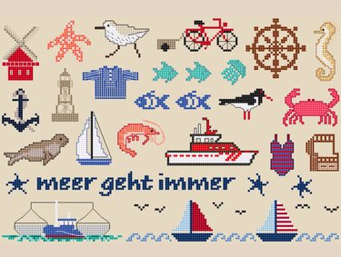 Kreuzstichvorlage für das Beste aus Resten mit maritimen Stickmotiven, PDF