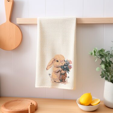 Stickdatei Süßer Hase mit Blumen für Ostern und Frühling - Sticken