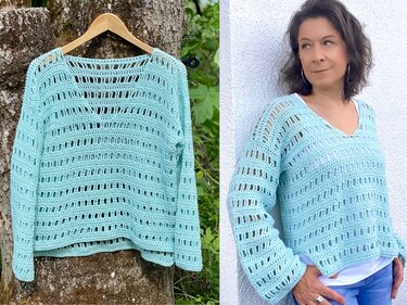 Crochet Pattern "Ice Blue Sweater" | seamless | 8 sizes