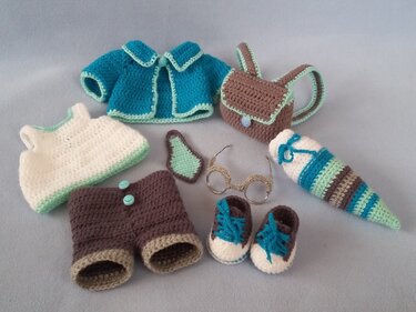 Häkelanleitung Puppenkleidung, Schulanfänger Paulchen