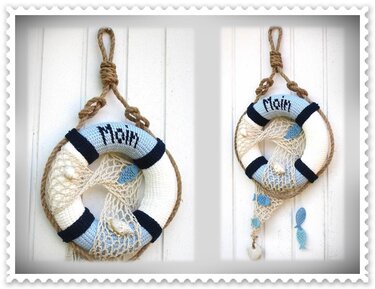 Maritimer Türkranz "MOIN" / tunesisch gehäkelt - Häkeln