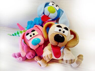 Crochet Pattern Dog - Puppies Whisky, Fluffy & Lucky - English