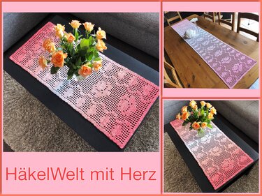 Häkeln / Tischläufer / Rosenherz / in 2 Größen