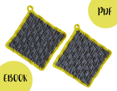 Topflappen häkeln Korbmuster