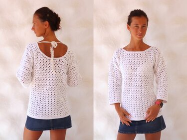 Sommer Pullover - Häkelanleitung für Größe 32-46