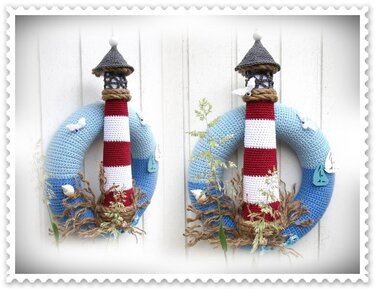 Häkelanleitung / Türkranz Leuchtturm Ahoi