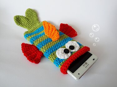 Handytasche Fisch, Häkelanleitung, PDF Datei