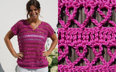 PINK-Shirt, für Frauen die an Brustkrebs erkrankt sind (alle Größen) - Häkeln