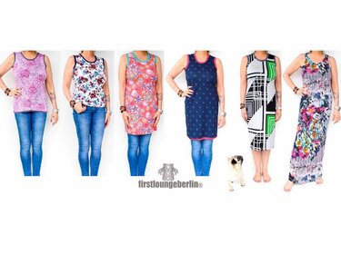 Easy SHIRT & KLEID in 4 Längen - 15 Einzelgrößen 32 bis 60 Nähanleitung mit Schnittmuster von firstloungeberlin