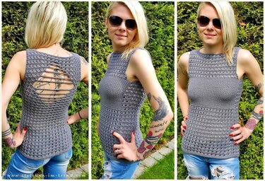 Häkelanleitung für ärmelloses Top in allen Größen | Häkeltop CROSS#Back