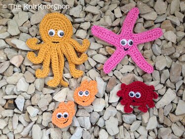 PDF Häkelanleitung Applikation "Meerestiere" - Krake, Seestern, Krebs, Clownfisch, Fisch