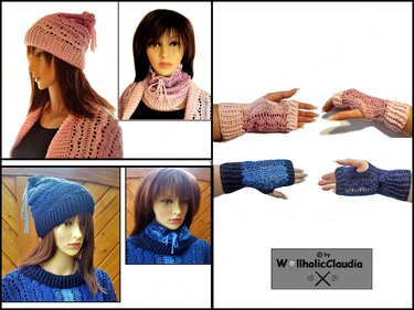 Häkelanleitung Set Handstulpen + Mütze/Halswärmer alle Größen