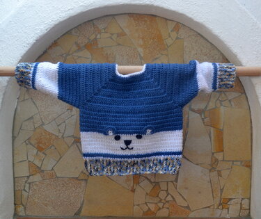 Häkelanleitung * Baby Pullover * Bär Applikation * 3 Größen