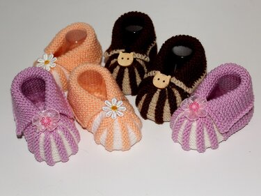 Strickanleitung Babyschuhe, Sohlenlänge ca. 10 - 11 cm, ohne Nadelspiel