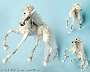043 Crochet Pattern - Horse White Dream with wire frame - Amigurumi PDF file by Pertseva CP
