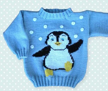 Strickanleitung Pullover Pinguin in 2 verschiedenen Größen