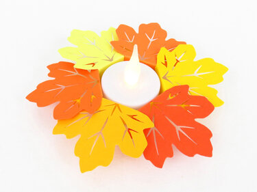 Teelichthalter – Bunte Herbstblätter – Bastelvorlagen und Anleitung - Basteln