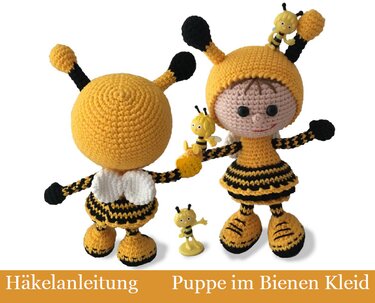 173DE Häkelanleitung Puppe im Bienen Kleid - Amigurumi PDF Stelmakhova CP