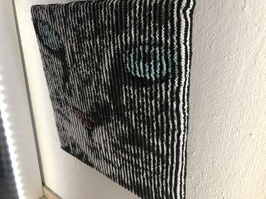 Schatten / Illusionsstrickbild "Katze"