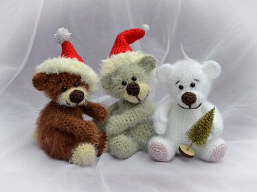 Teddy Bär mit Zuckerstange Weihnachtsdeko Geschenk Anhänger Christbaumschmuck - Häkeln