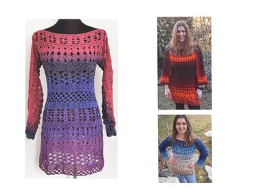 1-Bobbel-Pullover/Kleid/Tunika Memories, Häkelanleitung