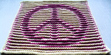 Peace- Zeichen in Schattenstricktechnik als Spüli oder Deko - Stricken