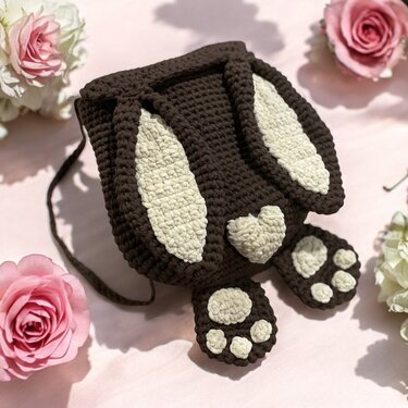 Bunny in your luggage: crochet pattern for individual bunny backpack