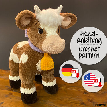 PDF Crochet pattern GER/ENG for „Emmi the cow“, Design by @buerokunstvoll