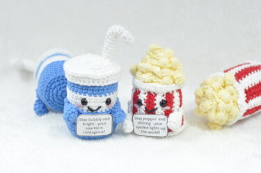 Crochet Pattern: Popcorn & Soda (with Motivational Quotes)