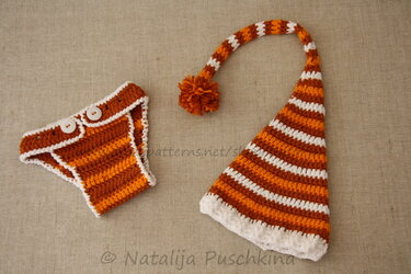 Häkelmuster für eine Zwergmütze und Windelhöschen