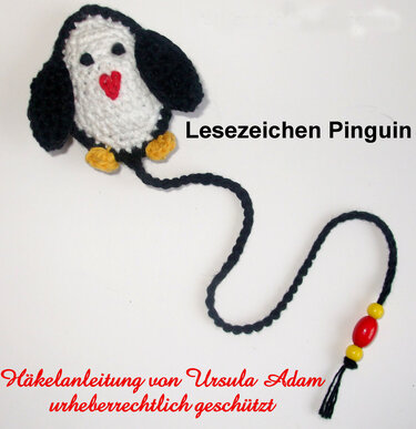 Häkelanleitung für einen süßen PINGUIN als Lesezeichen, Geschenkanhänger oder Dekoration